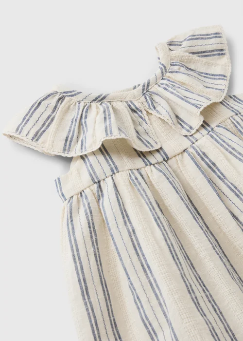 Baby Cream Stripe Frill Neck Dress (Newborn - 23mths) - Up to 1 Month Image 2