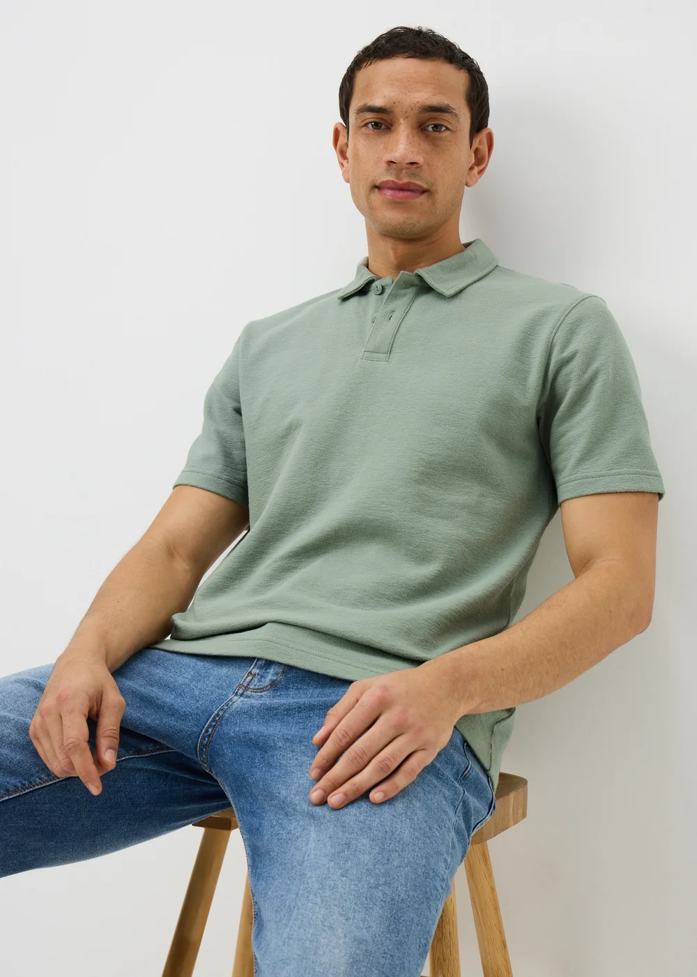 Iceberg Green Textured Polo Shirt - S Image 1