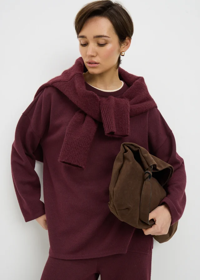 Burgundy Soft Touch Co-Ord Top