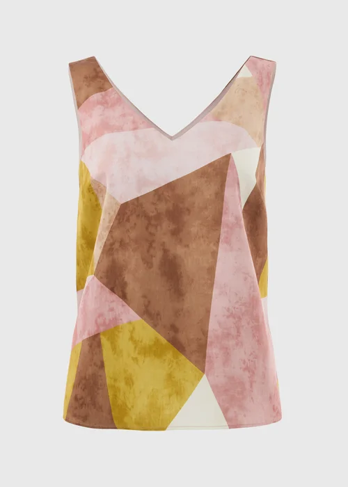 Et Vous Pink Abstract Print Satin V-Neck Cami Top - 8 Image 4