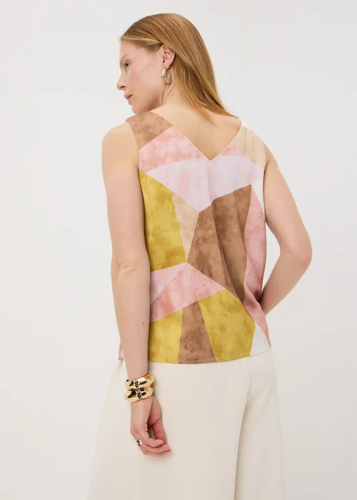 Et Vous Pink Abstract Print Satin V-Neck Cami Top - 8 Image 2