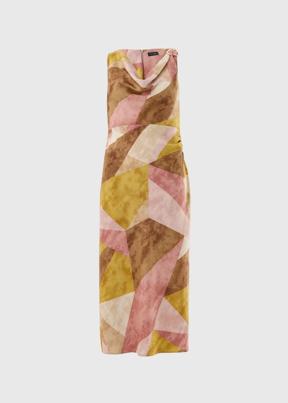 Multicolour Abstract Cowl Neck Midi Dress - 8 Image 4