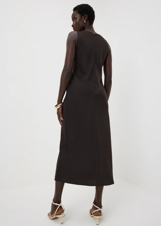 Et Vous Chocolate Brown Cowl Neck Midi Dress