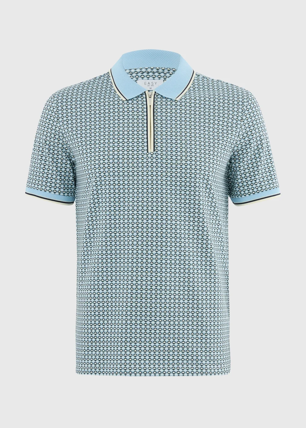 Mint Tile Print Zip Polo Shirt - 2XL Image 4
