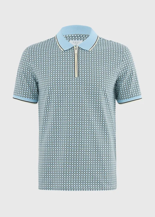 Mint Tile Print Zip Polo Shirt - 2XL Image 4