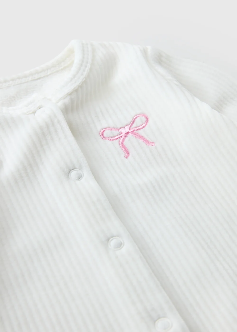 Baby White Ribbed Bow Romper (0-23mths) - 6-9 months Image 2