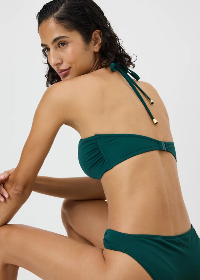 Teal Halter Neck Bandeau Bikini Top