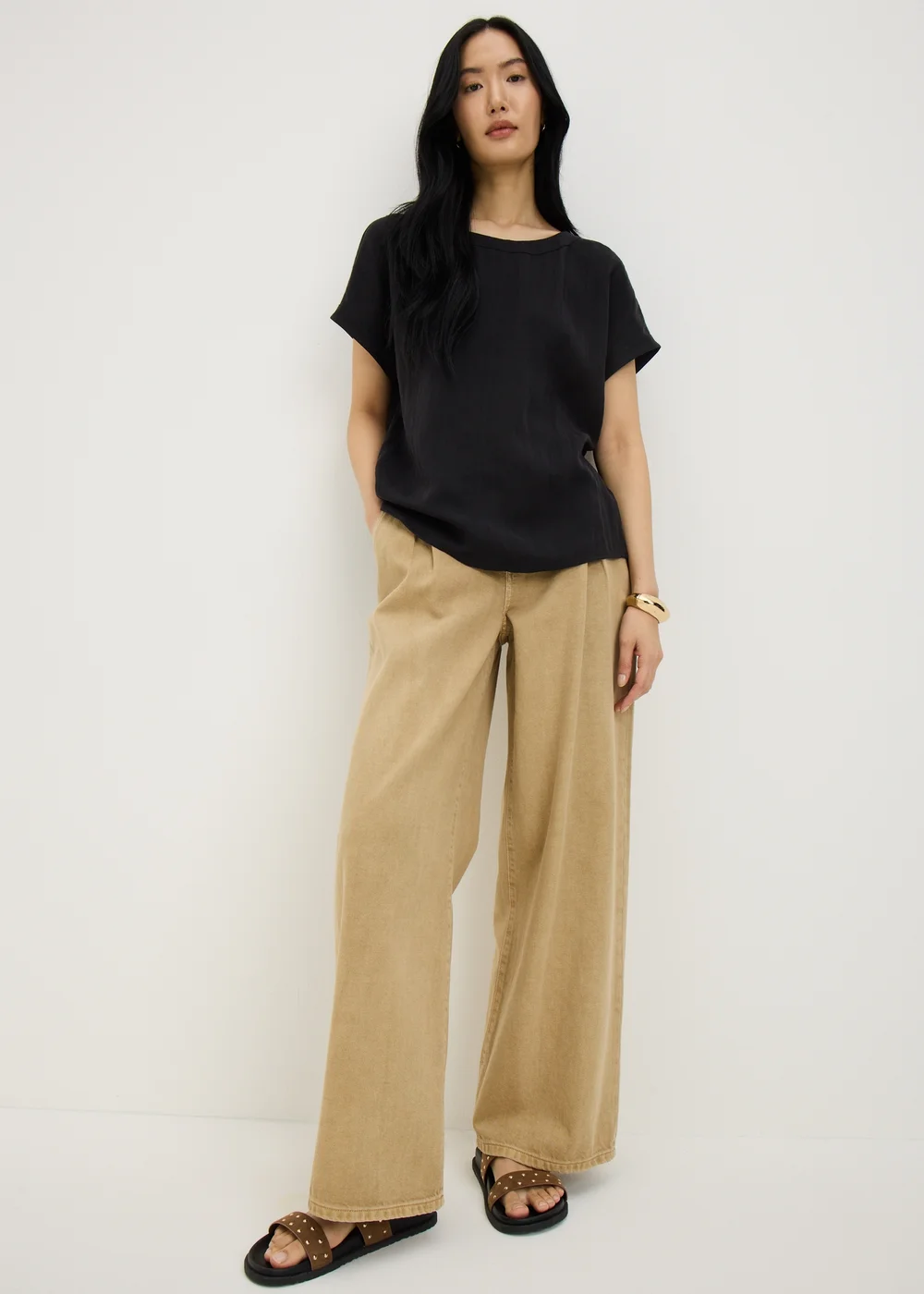 Black Textured Box Top Blouse - 8 Image 1