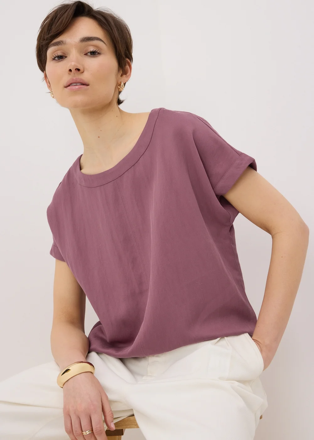 Raspberry Textured Box Top Blouse - 8 Image 1