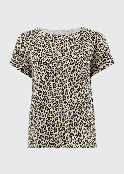 Brown Leopard Print Textured Box Top Blouse - 8 Image 2