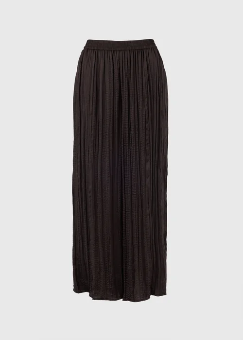 Et Vous Chocolate Brown Crinkle Satin Wide Leg Co Ord Trousers - L Image 4