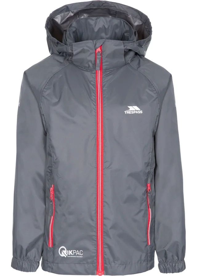 Trespass Kids Charcoal Grey Qikpac X Packaway Jacket (2-12yrs)