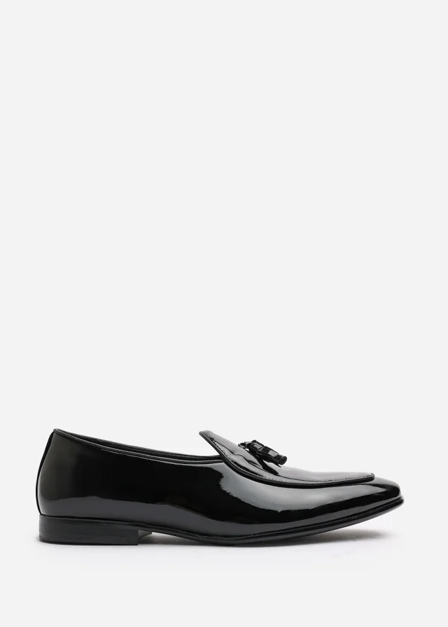 Where's That From Finley Black Patent Tassel Loafer Dress Shoes