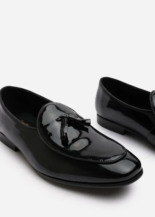 Where's That From Finley Black Patent Tassel Loafer Dress Shoes - 9 Image 5