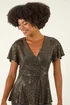 Roman Bronze Sparkly Wrap Front Tunic Top - Size 20 Image 4