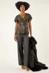 Roman Bronze Sparkly Wrap Front Tunic Top - Size 20 Image 1