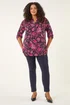 Roman Cerise Curve Textured Floral Print Shirt - Size 20 Image 3