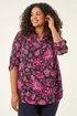 Roman Cerise Curve Textured Floral Print Shirt - Size 20 Image 1