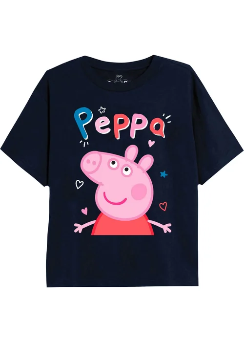 Peppa Pig Girls Navy Classic Doodle T-Shirt (3-13yrs) - Age 7-8 Years Image 1