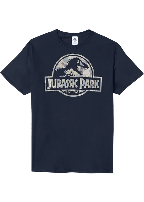 Jurassic Park Navy Camo Logo T-Shirt - Medium Image 1