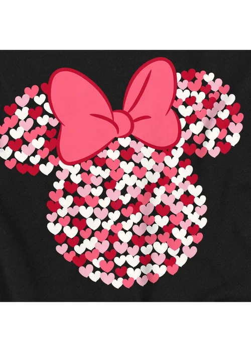 Disney Kids Black Minnie Mouse Heart Ears Silhouette Valentine`s Day T-Shirt (3-13yrs) - Age 3-4 Years Image 3