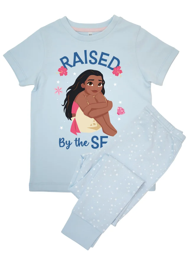 Ada & Ted Disney Moana Raised By The Sea Girls Blue Graphic Pyjamas (3-8 Years)
