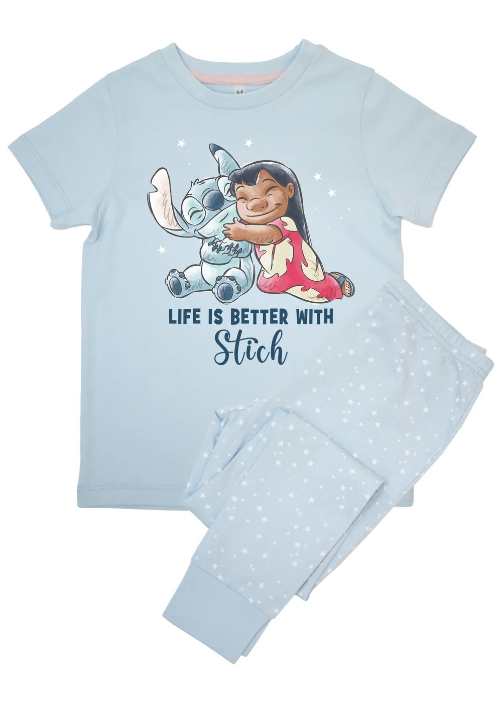 Ada & Ted Disney Lilo & Stitch Life Is Better Girls Blue Graphic Pyjamas (3-8 Years) - Age 3-4 Years Image 1