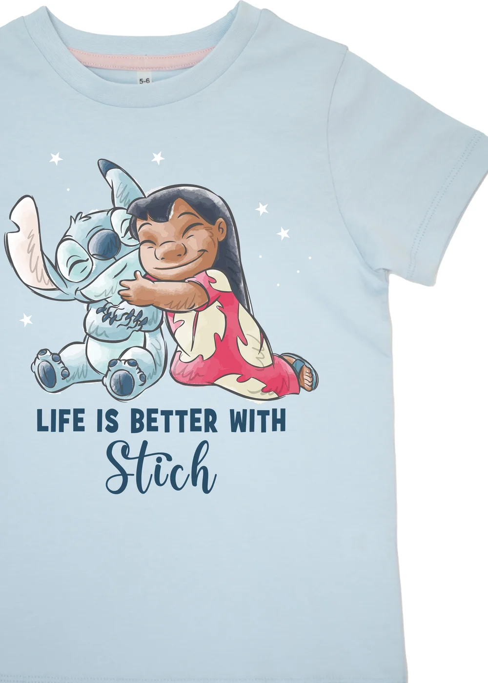 Ada & Ted Disney Lilo & Stitch Life Is Better Girls Blue Graphic Pyjamas (3-8 Years) - Age 3-4 Years Image 2
