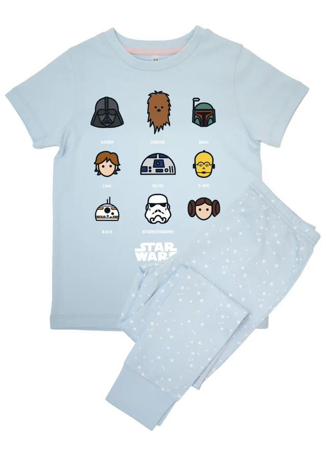 Ada & Ted Star Wars Nine Characters Girls Blue Graphic Pyjamas (3-8 Years)