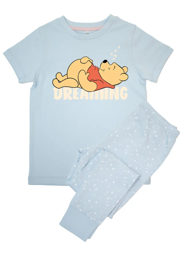 Ada & Ted Disney Winnie The Pooh Dreaming Girls Blue Graphic Pyjamas (3-8 Years)
