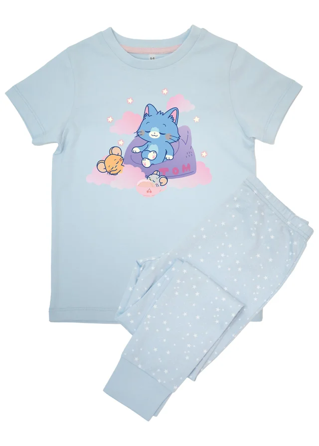 Ada & Ted Tom & Jerry Sleeping Gokko Girls Blue Graphic Pyjamas (3-8 Years)