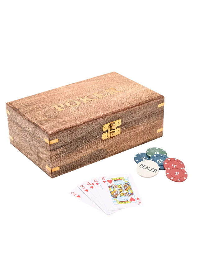 Harvey Makin Brown Wooden Poker Set