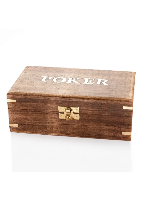 Harvey Makin Brown Wooden Poker Set - One Size Image 2