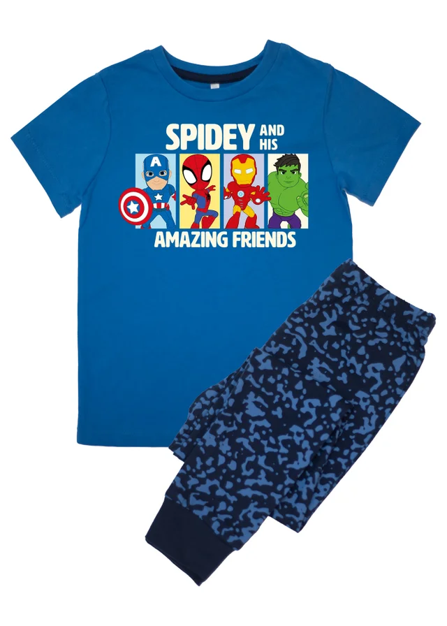 Ada & Ted Marvel Spidey Amazing Friends Boys Blue Graphic Pyjamas (3-8 Years)