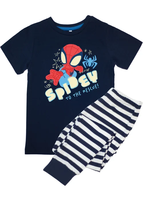 Ada & Ted Marvel Spidey To The Rescue Boys Navy Graphic Pyjamas (3-8 Years) - Age 5-6 Years Image 1