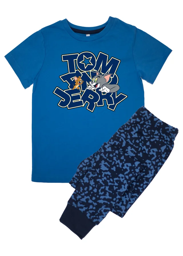 Ada & Ted Tom & Jerry Star Text Boys Blue Graphic Pyjamas (3-8 Years)