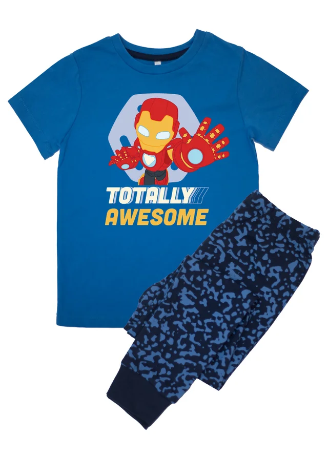 Ada & Ted Marvel Iron-Man Totally Awesome Boys Blue Graphic Pyjamas (3-8 Years)