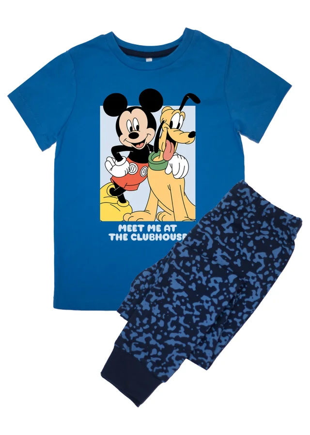 Ada & Ted Disney Mickey Mouse Meet Me Boys Blue Graphic Pyjamas (3-8 Years)