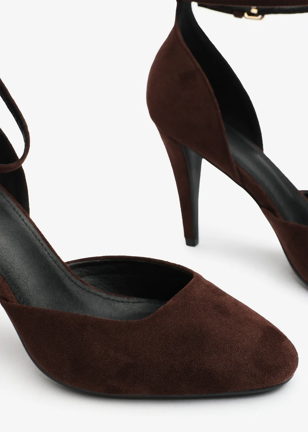 Where's That From Piper Dark Brown Faux Suede Ankle Strap Heels - 4 Image 4