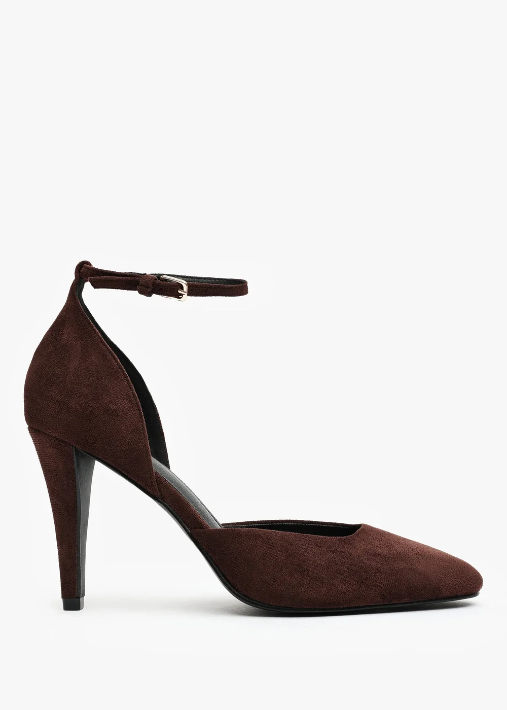 Where's That From Piper Dark Brown Faux Suede Ankle Strap Heels - 4 Image 1