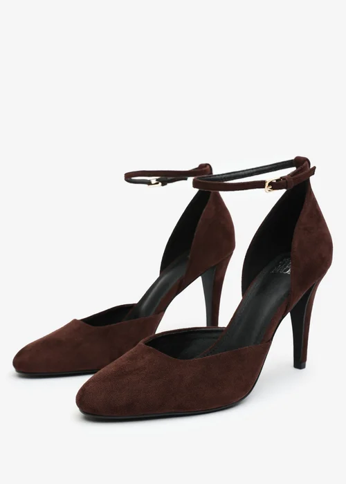 Where's That From Piper Dark Brown Suede Ankle Strap Heels - Size 8 Image 3