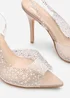 Where's That From Carlah Crystal Embellished Heeled Sandals In Nude - Size 6 Image 5