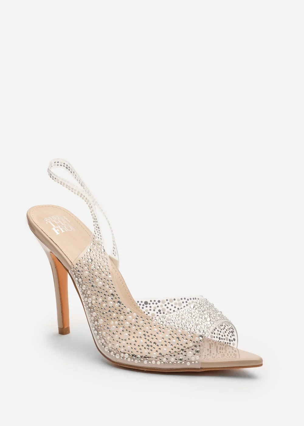 Where's That From Carlah Crystal Embellished Heeled Sandals In Nude - 7 Image 3