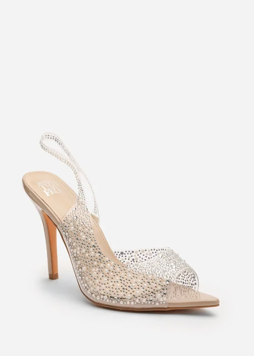 Where's That From Carlah Crystal Embellished Heeled Sandals In Nude - Size 6 Image 3