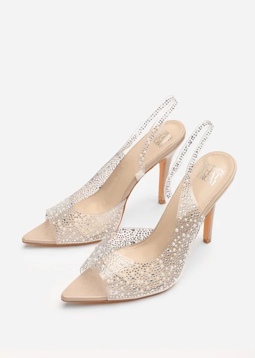 Where's That From Carlah Crystal Embellished Heeled Sandals In Nude - Size 6 Image 4