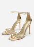 Where's That From Rose Gold Metallic Stiletto Heels With Rhinestone Strap - Size 4 Image 3