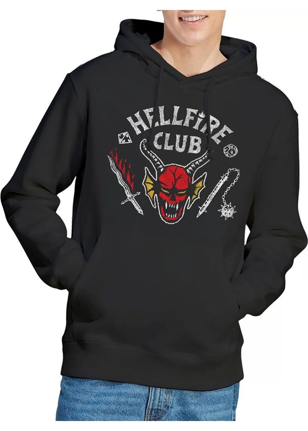 Stranger Things Black 5 Hellfire Club Inverted Hoodie - Medium Image 1