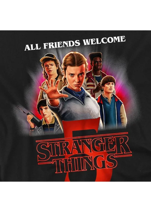 Stranger Things Black 5 Poster T-Shirt - Large Image 3