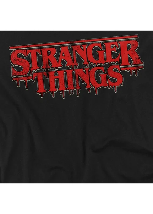 Stranger Things Black 5 Dripping Logo T-Shirt - Large Image 3