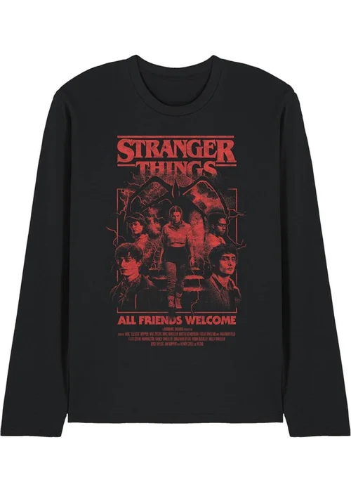 Stranger Things Black 5 Group Horror Mind Flayer Movie Poster Long-Sleeved T-Shirt - XXL Image 1